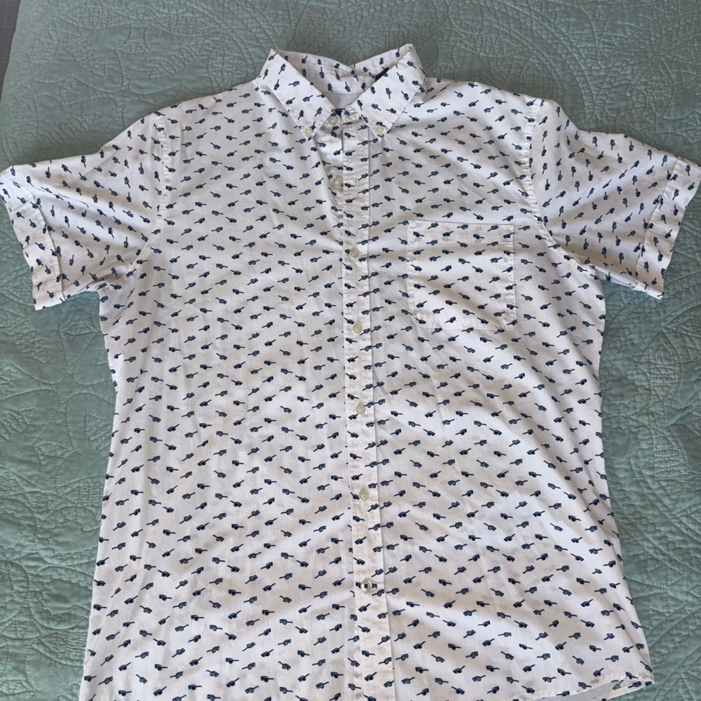 Men's Large Shirt Sunglasses Button Down Izod Short Sleeve Summer Casual